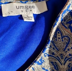 GORGEOUS WOMANS UMGEE LARGE TOP COLORED ROYAL BLUE AND BEIGE